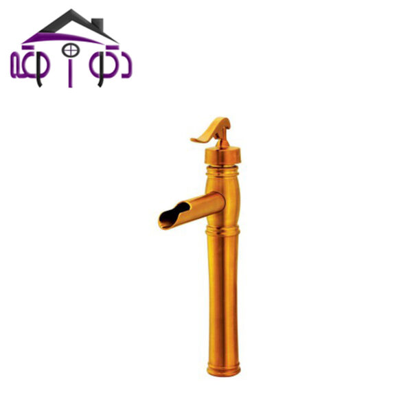 شیر روشویی پایه بلند مدل ریور طلایی کرومات