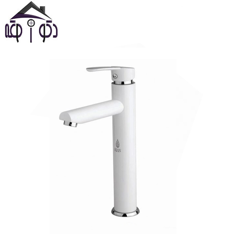 شیر روشویی پایه بلند مدل سورنا سفید کروم کیان