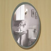 Round gray bathroom mirror