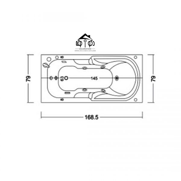 جکوزی یک نفره سایز 80*170 کد 2106