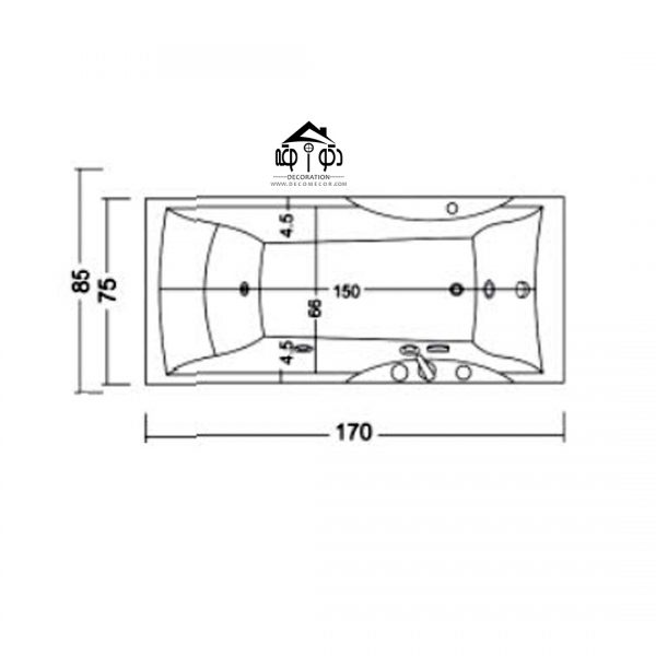 جکوزی یک نفره سایز 75*170 کد 2107