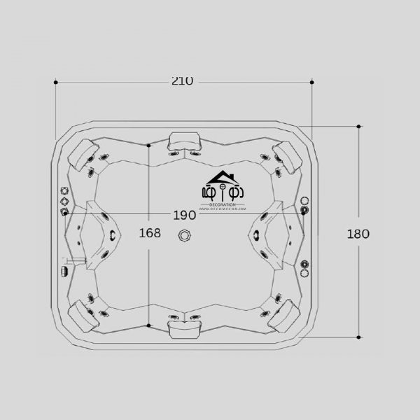 وان جکوزی چهار نفره سایز 180*210 کد 1601