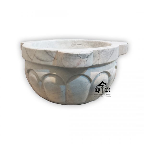 کاسه سنگی حمام ترکی سفید یخی الیگودرز مدل گلبرگ