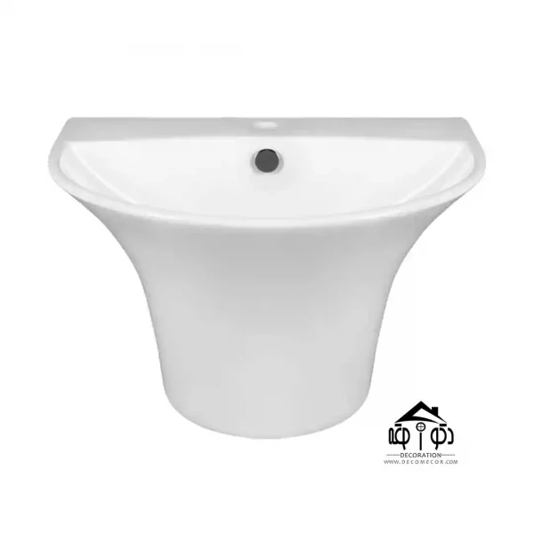 روشویی نیم پایه برند مروارید مدل سیلویا 60 سفید